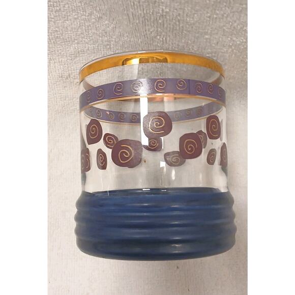 Sakura Sango Sue Zipkin Tumbler Drink Glass Blue Gold Cocktail Party Art Deco - Picture 8 of 15